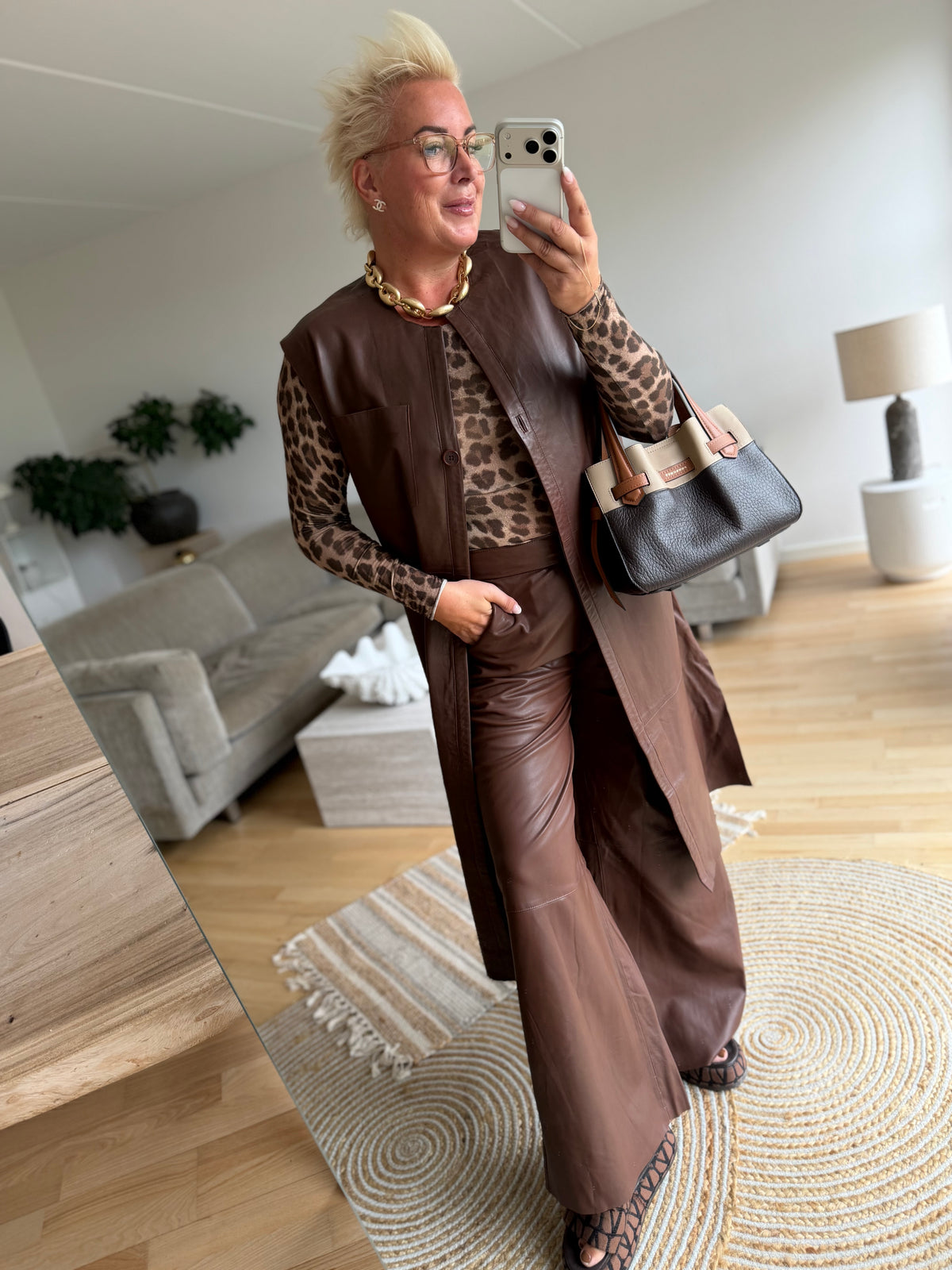 Depeche 51454 Lauren FULL length wide pants coffee