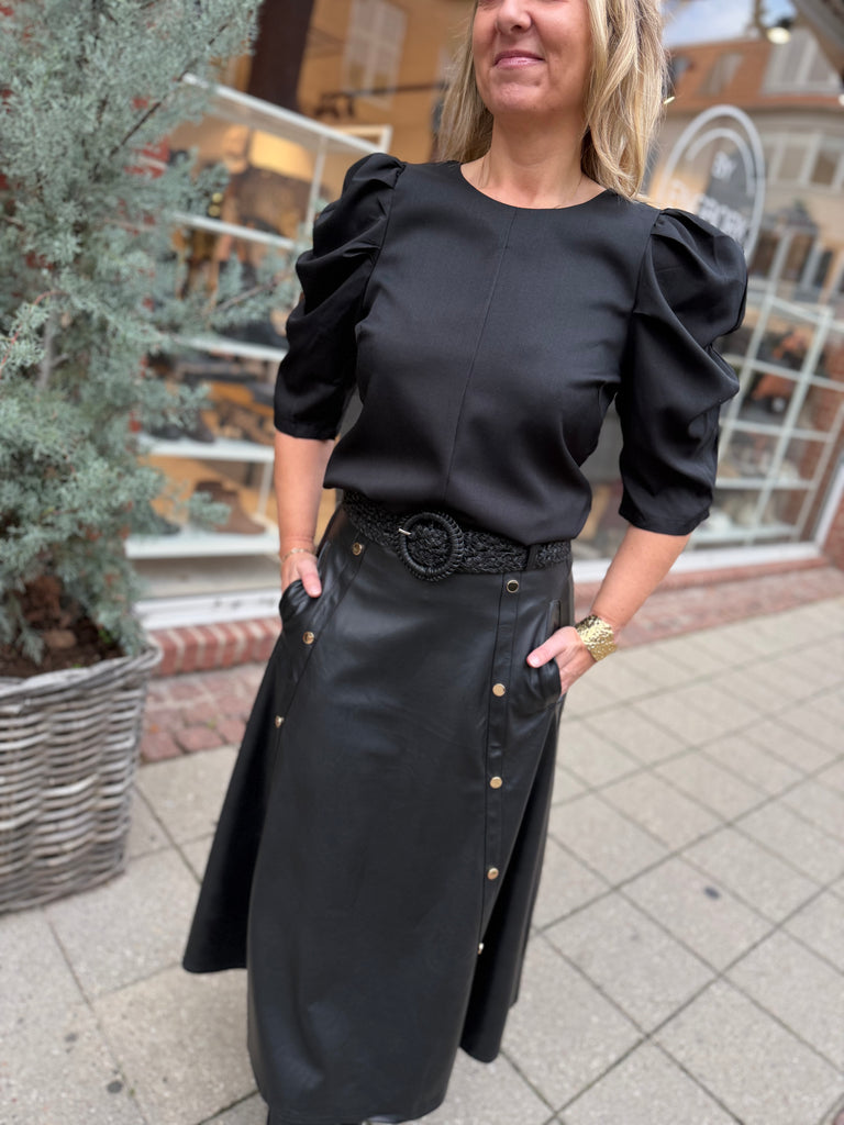 Qnuz 9160 vegan leather skirt black