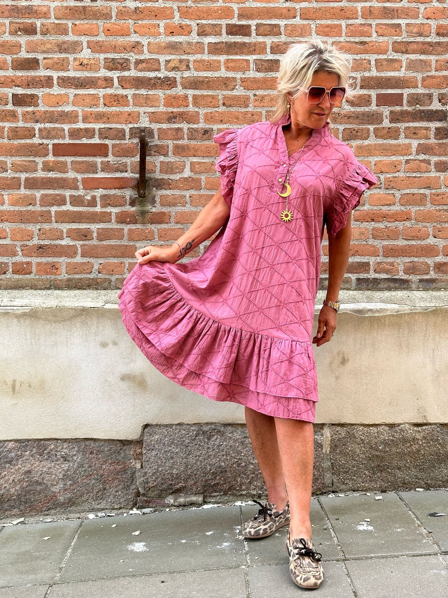 Gaspar 2601733 Jada dress broderi anglaise rose