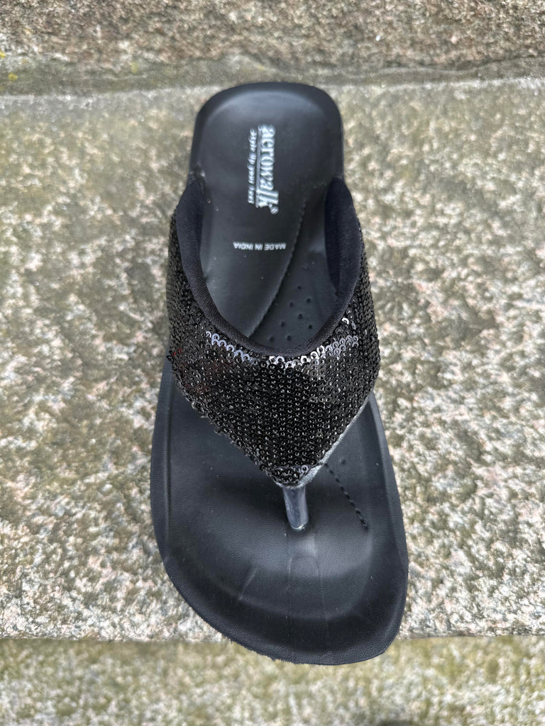 Aerowalk Supersoft Memoryskum paillet sandal black