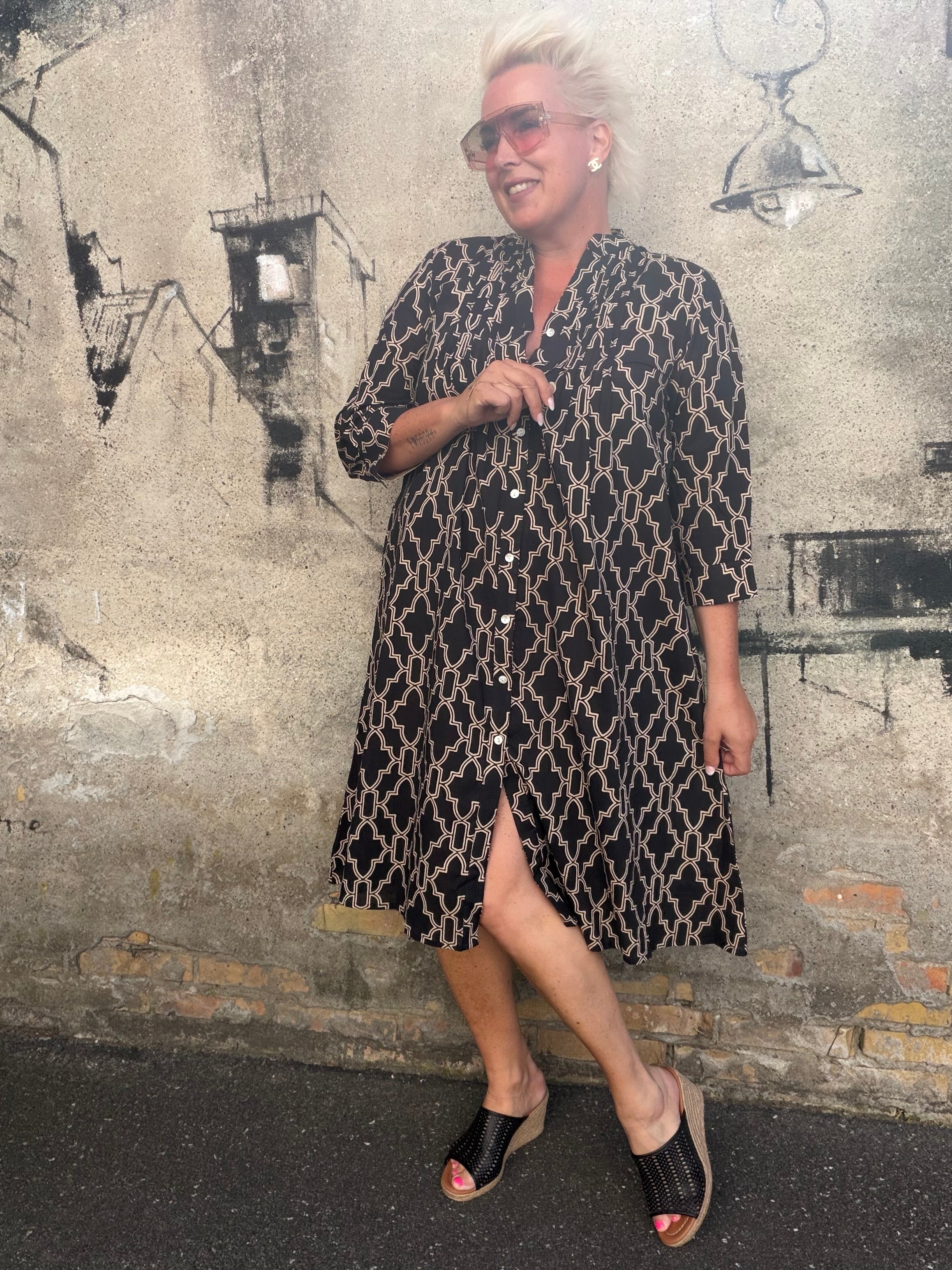 WAUW Torino 10207 dress black and beige