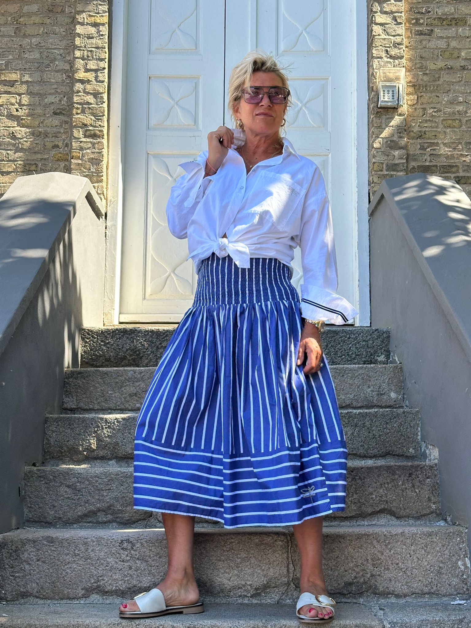 Gaspar 2601956 Vienna stripe skirt blue