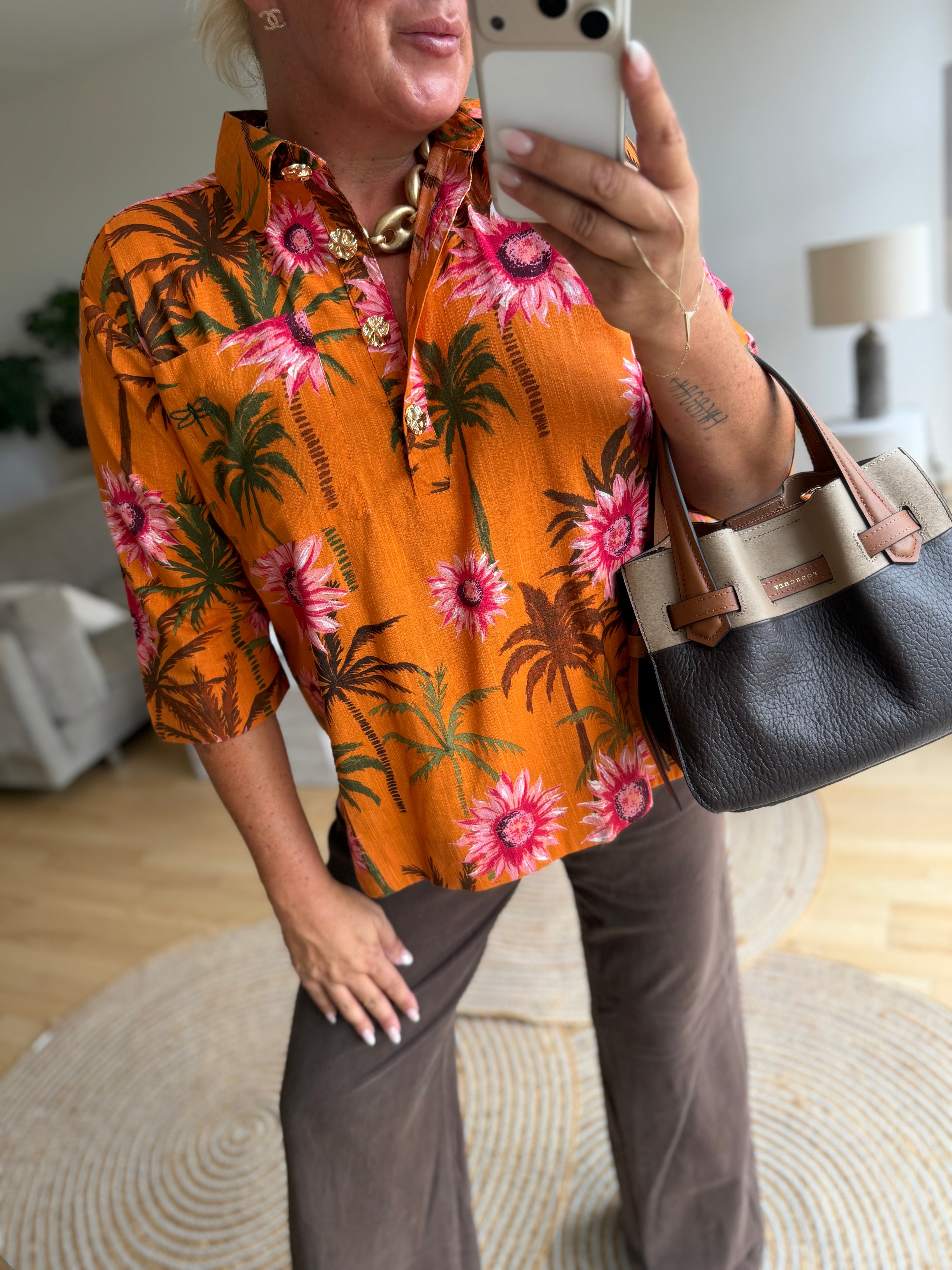 Gaspar 2607335 Porto blouse flower orange