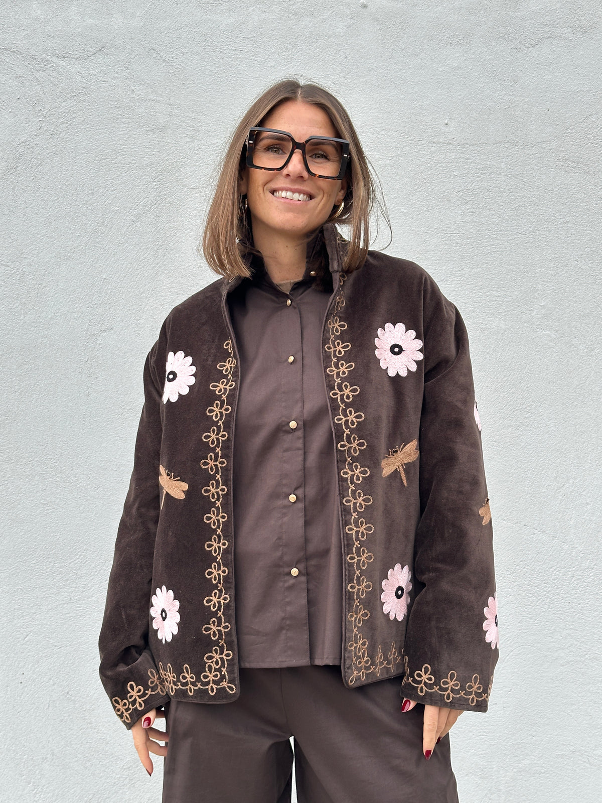 Gaspar 2607505 Utah short velvet jacket chocolate