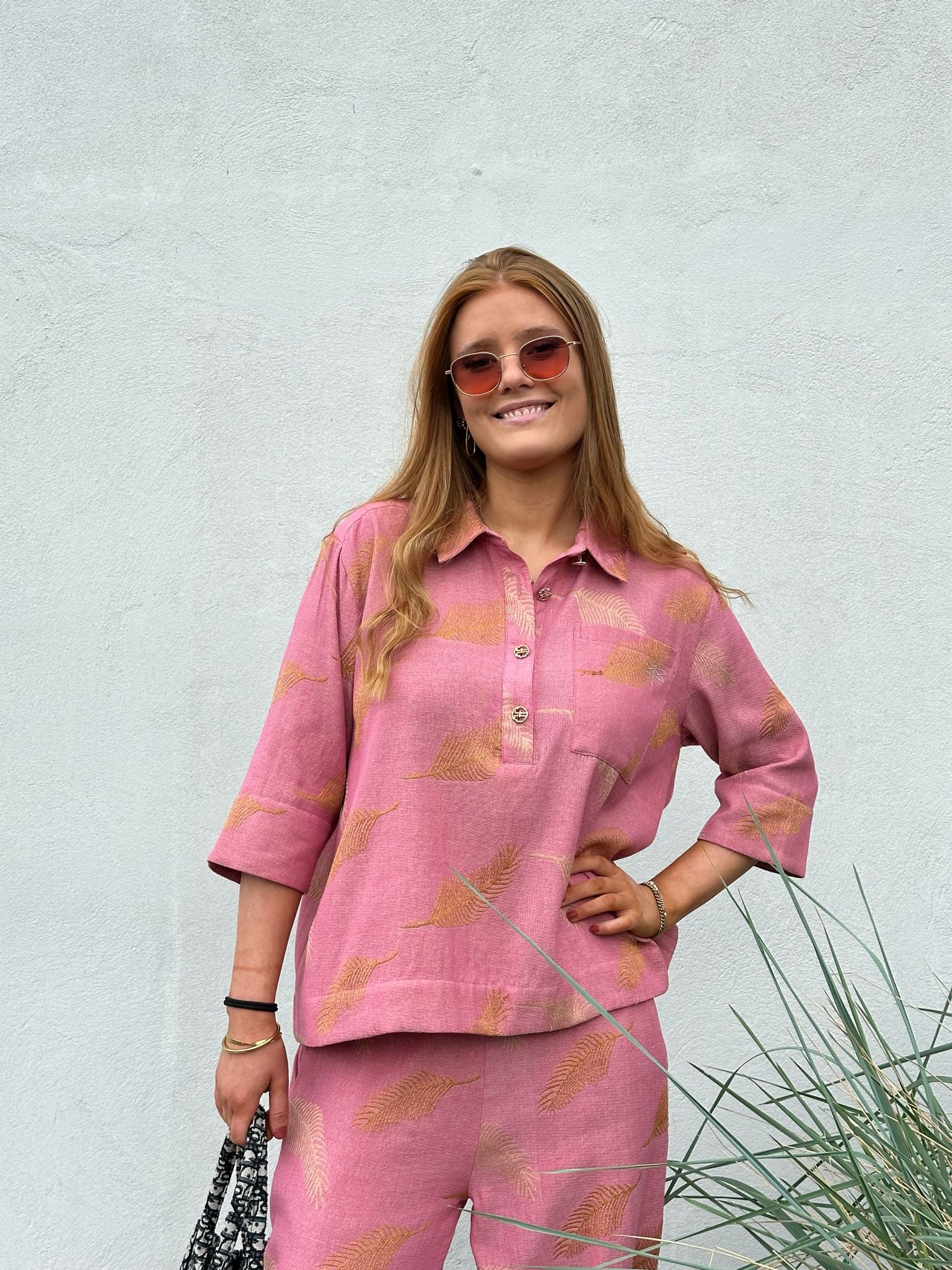 Gaspar 2601357 Porto blouse jacquard rose