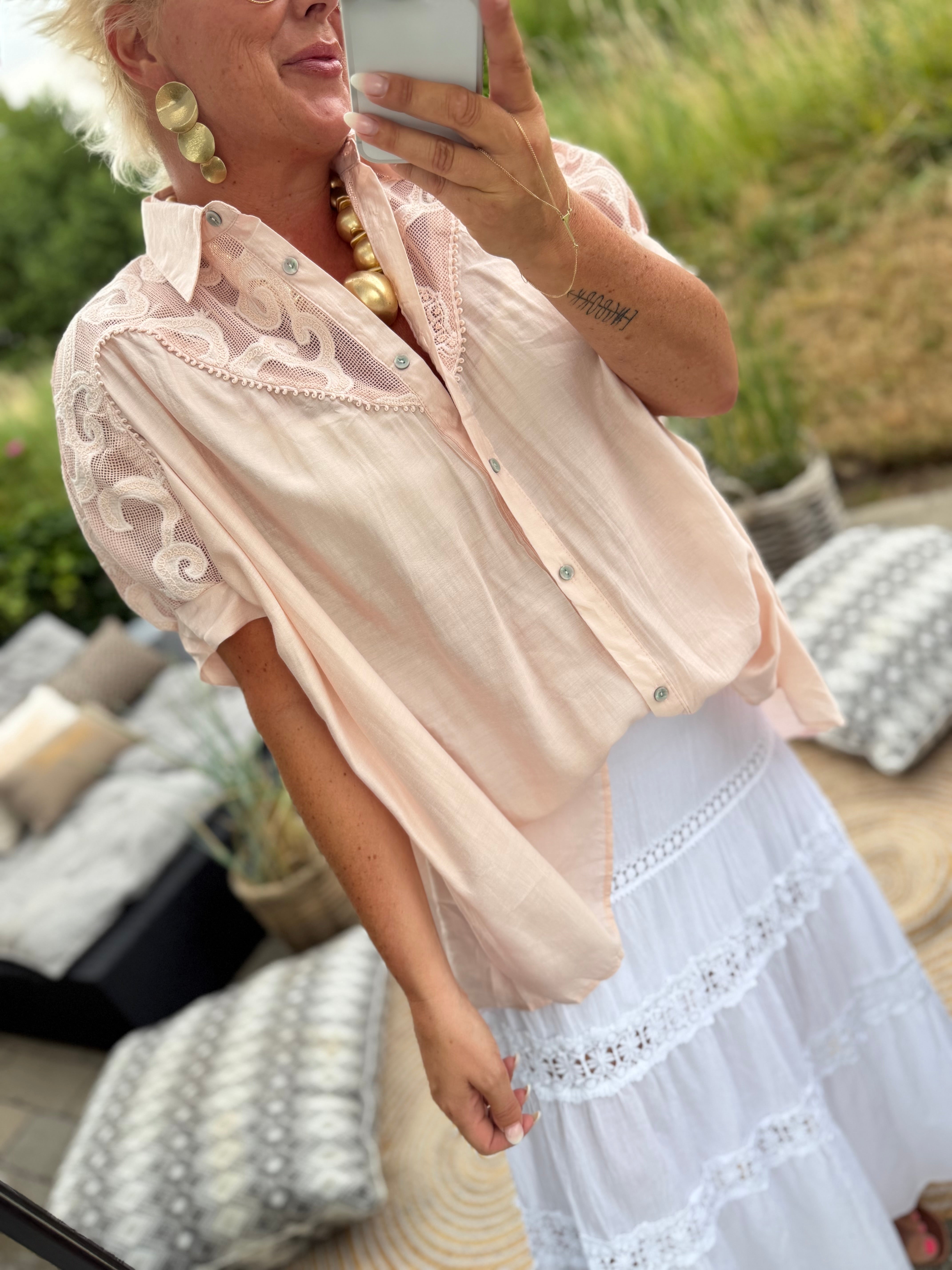 Lene 10089 shirt lace rosa