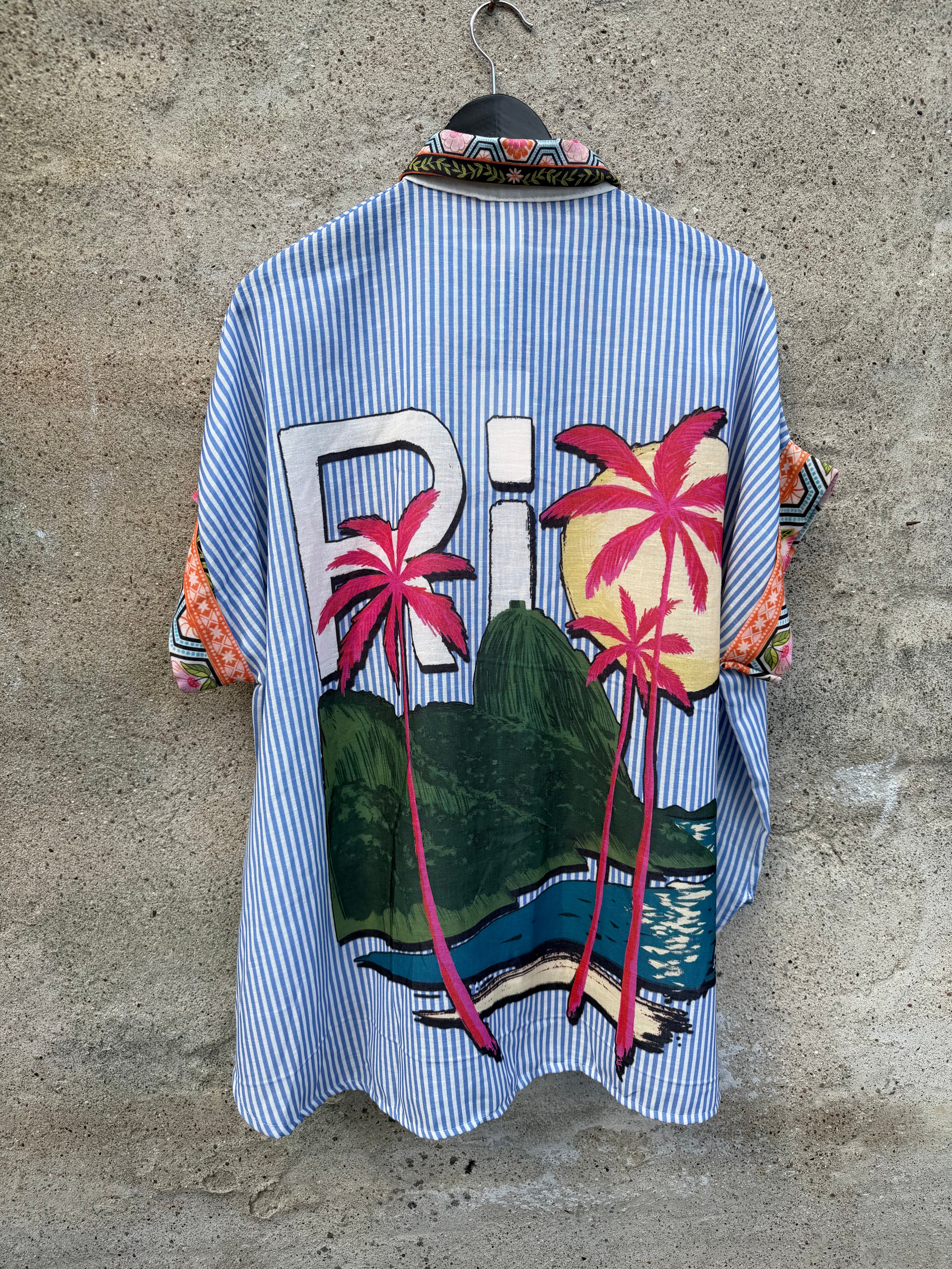 By Engbork Parrot shirt stripe blue