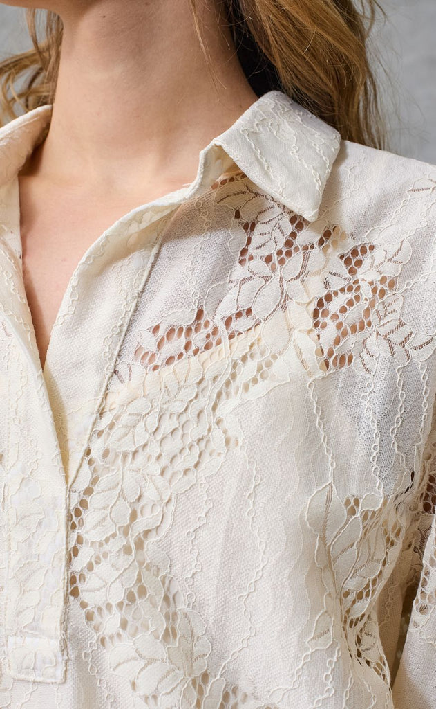 Love & Divine love1526 shirt lace cream