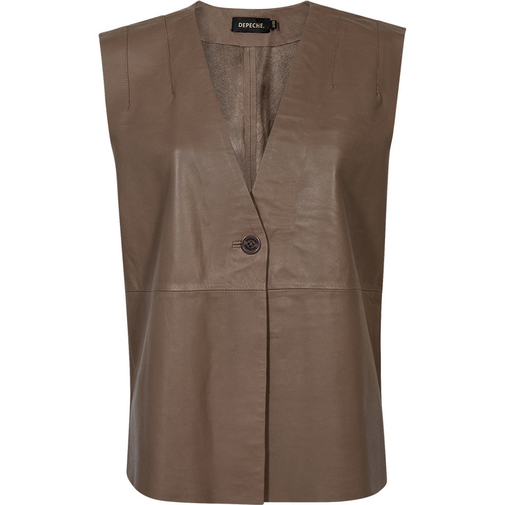 Depeche 51462 leather Lucindia vest taupe