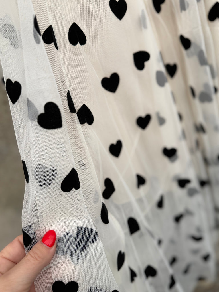 Qnuz 9241 Mesh skirt tyl hearts beige