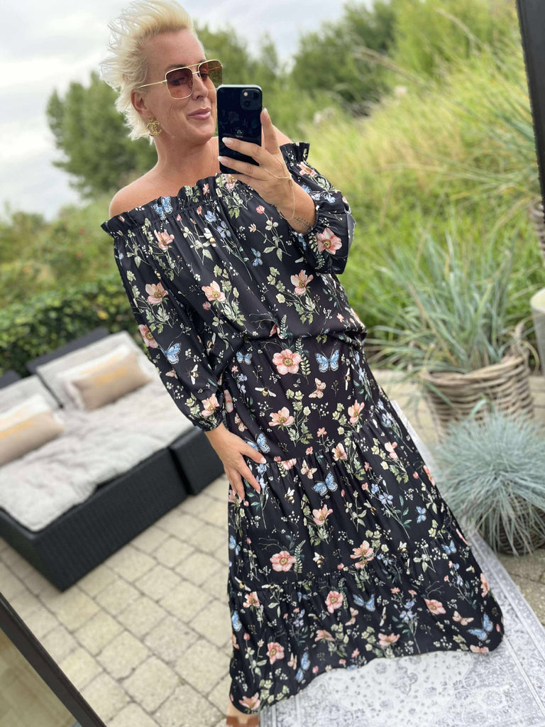 Design By Laerke flower nederdel black