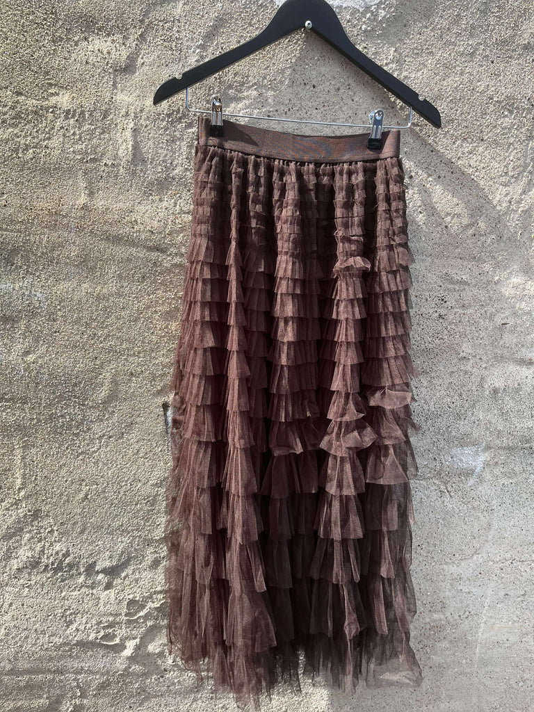 By Engbork Wonder tyl skirt Chokolade