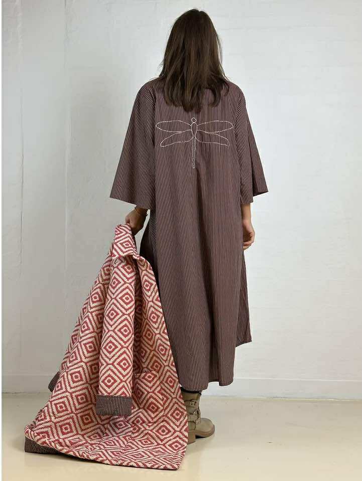 Gaspar 2510715 Mumbai stripe dress plum