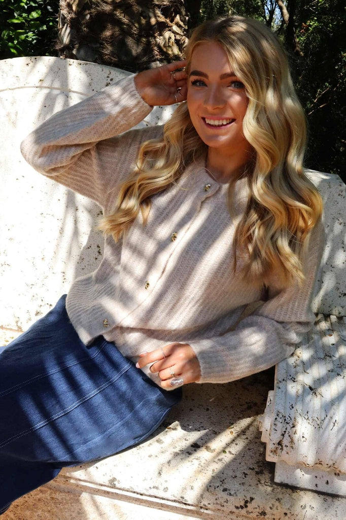 Liberte 22260 Fro cardigan Oneck ivory