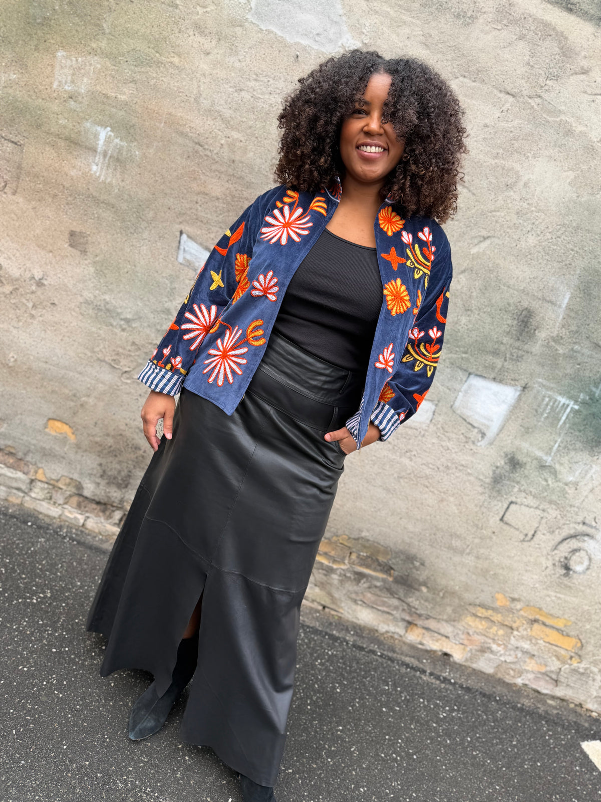 Depeche 51256 Clara maxi skirt leather black