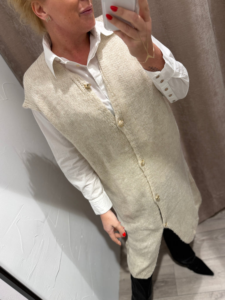 Boho Love B1297 strik lang vest beige