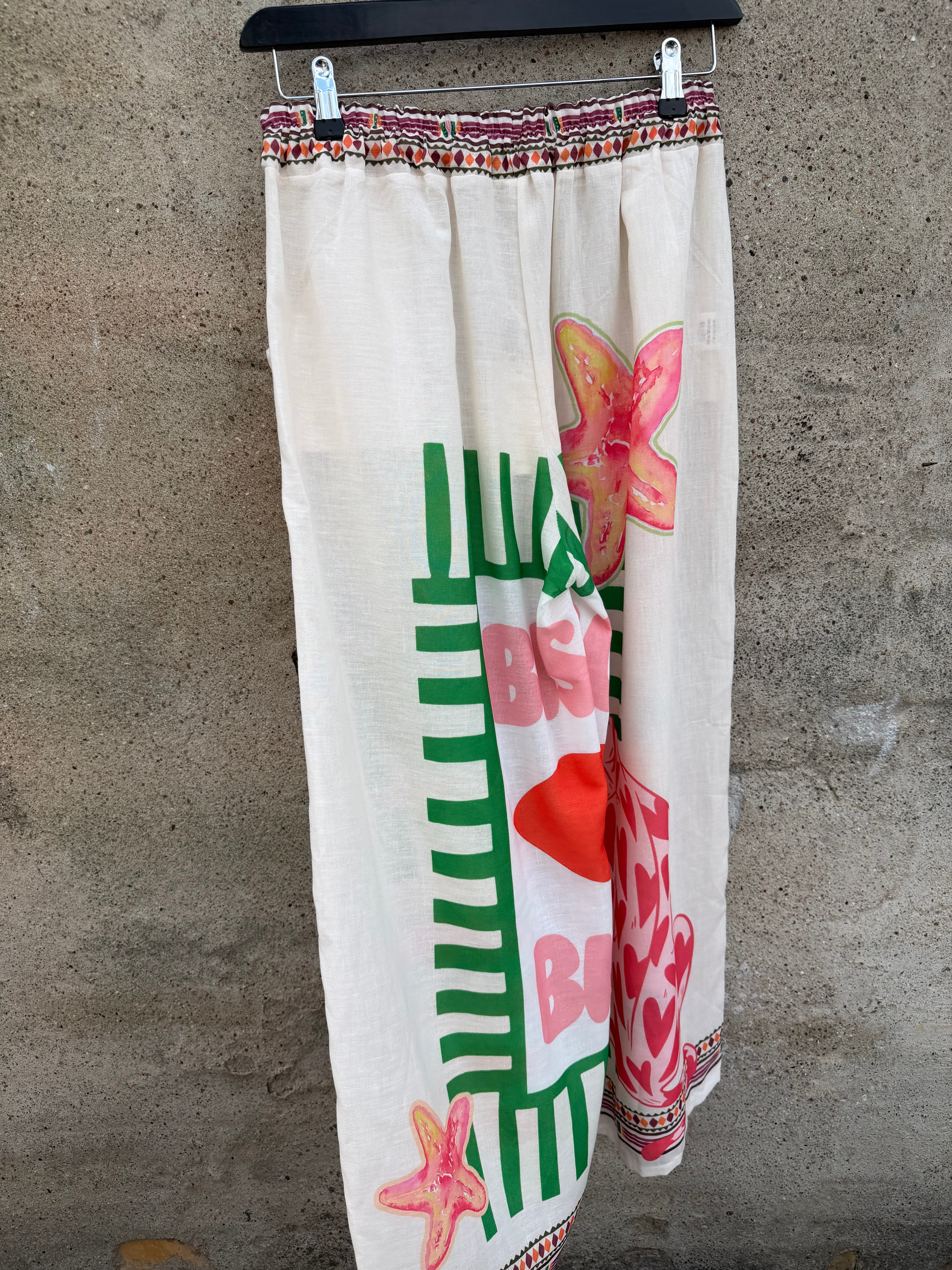Bahamas print pants cream