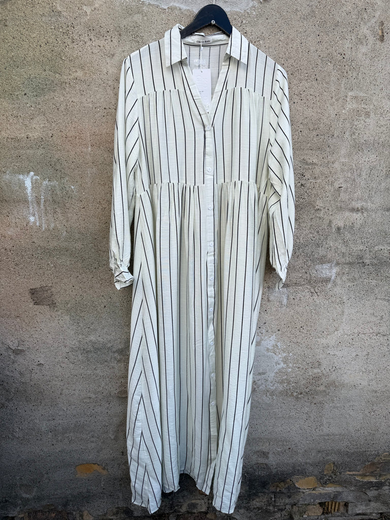 By Engbork Aurora stripe dress white
