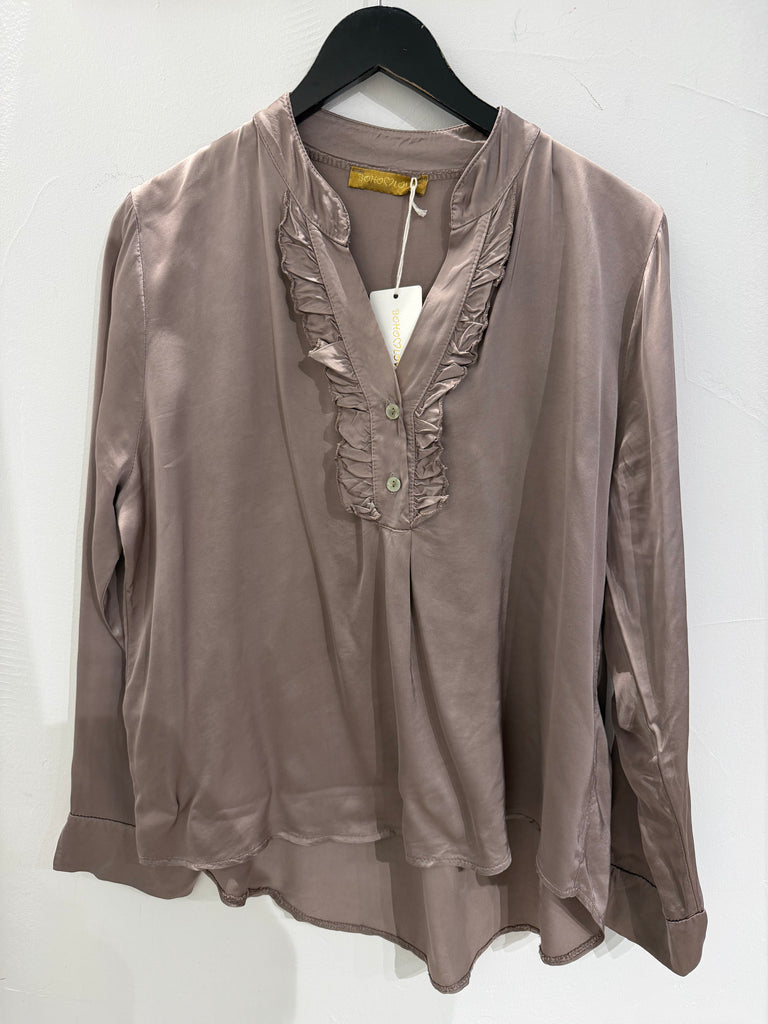 Boho Love B1308 silk skjorte taupe