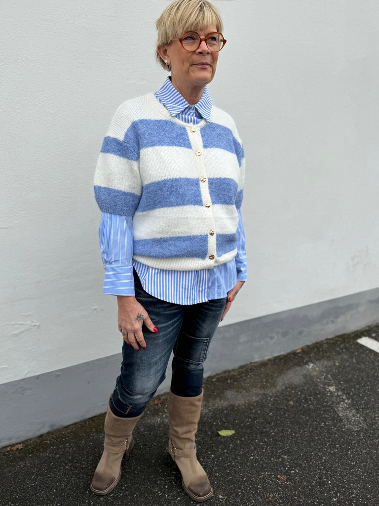 By Engbork Findi cardigan blue stripe