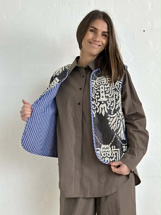 Gaspar 2601333 Marli waistcoat print black