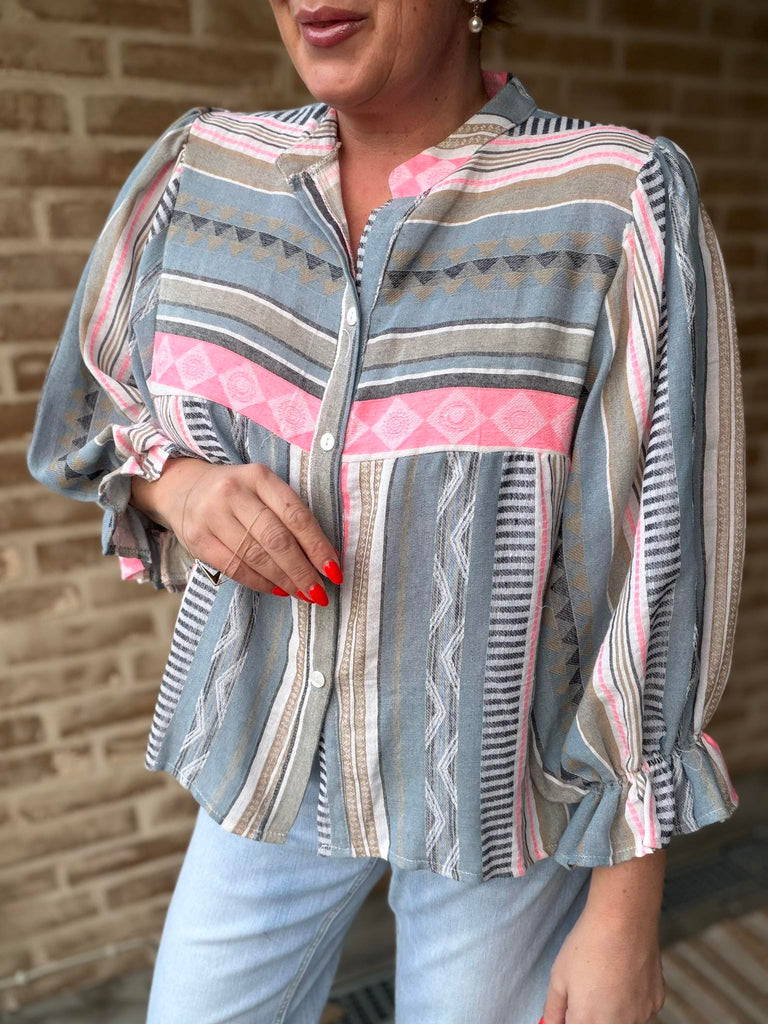 By Engbork Villa boheme bluse stripe blue