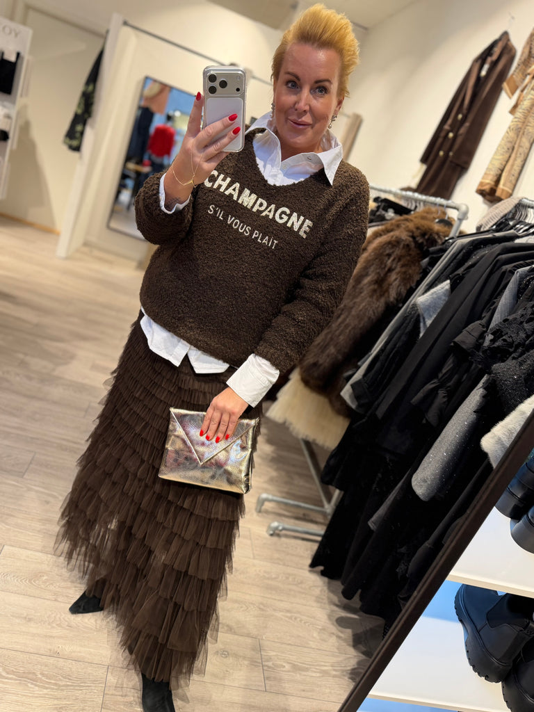 By Engbork Wonder tyl skirt Chokolade