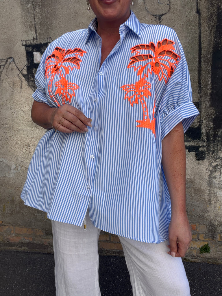Maui striped shirt palm blue