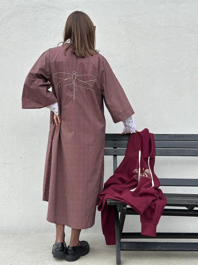 Gaspar 2510715 Mumbai stripe dress plum