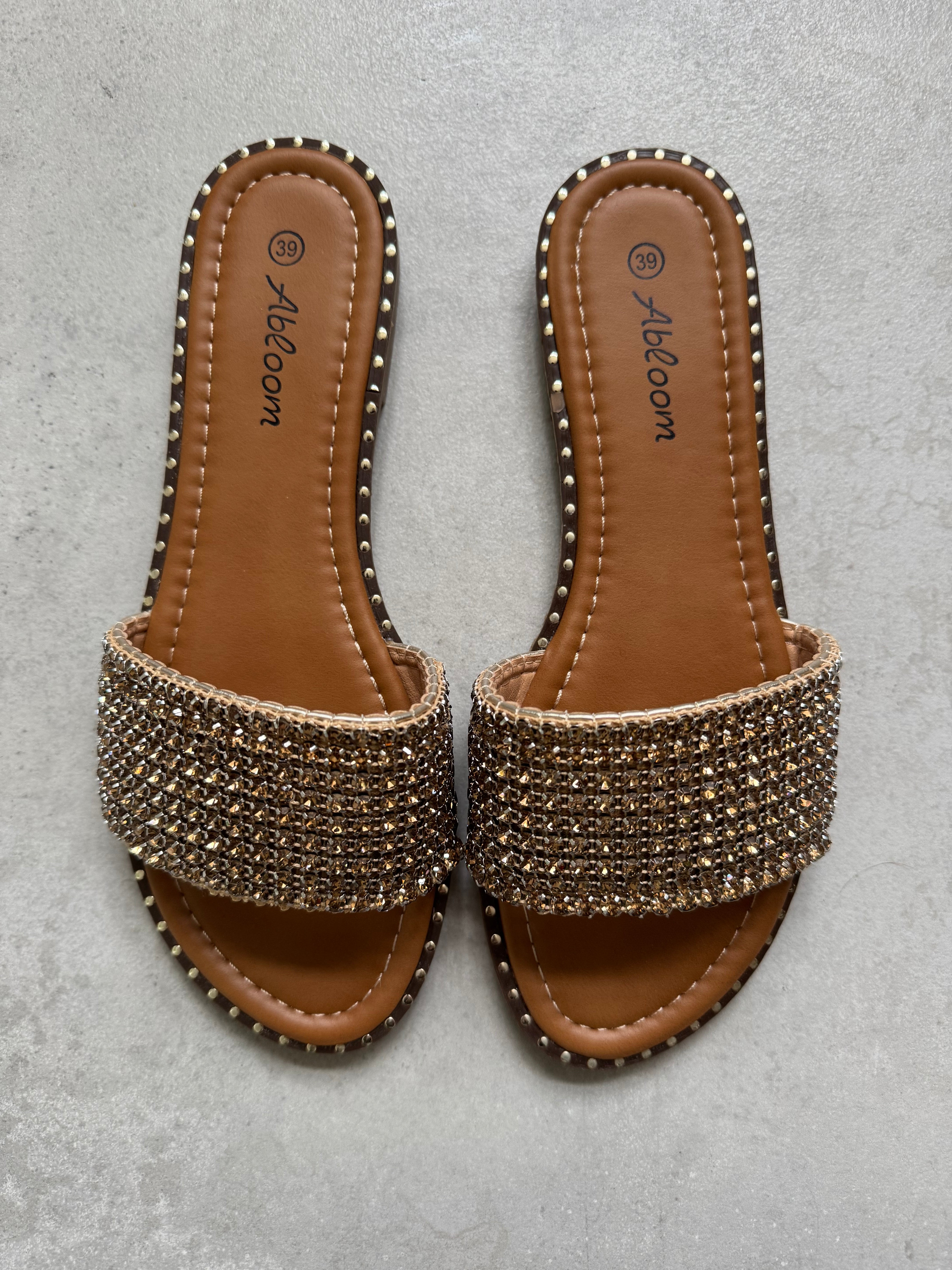 Qnuz 7738 Soffi slippers strass gold