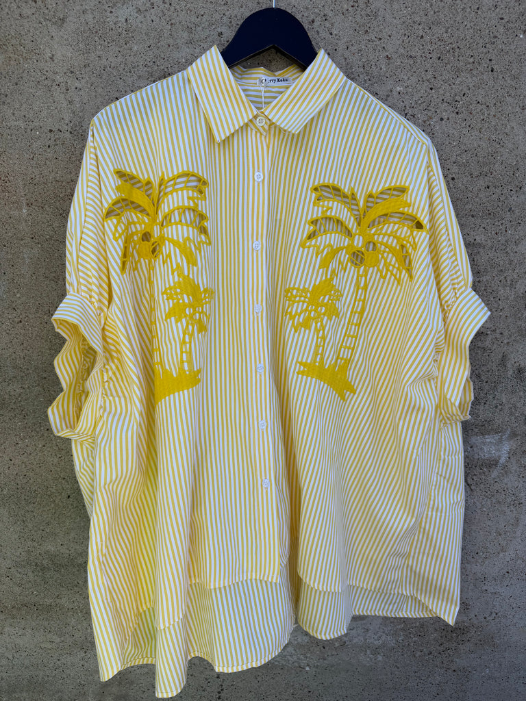 Maui striped shirt palm yellow