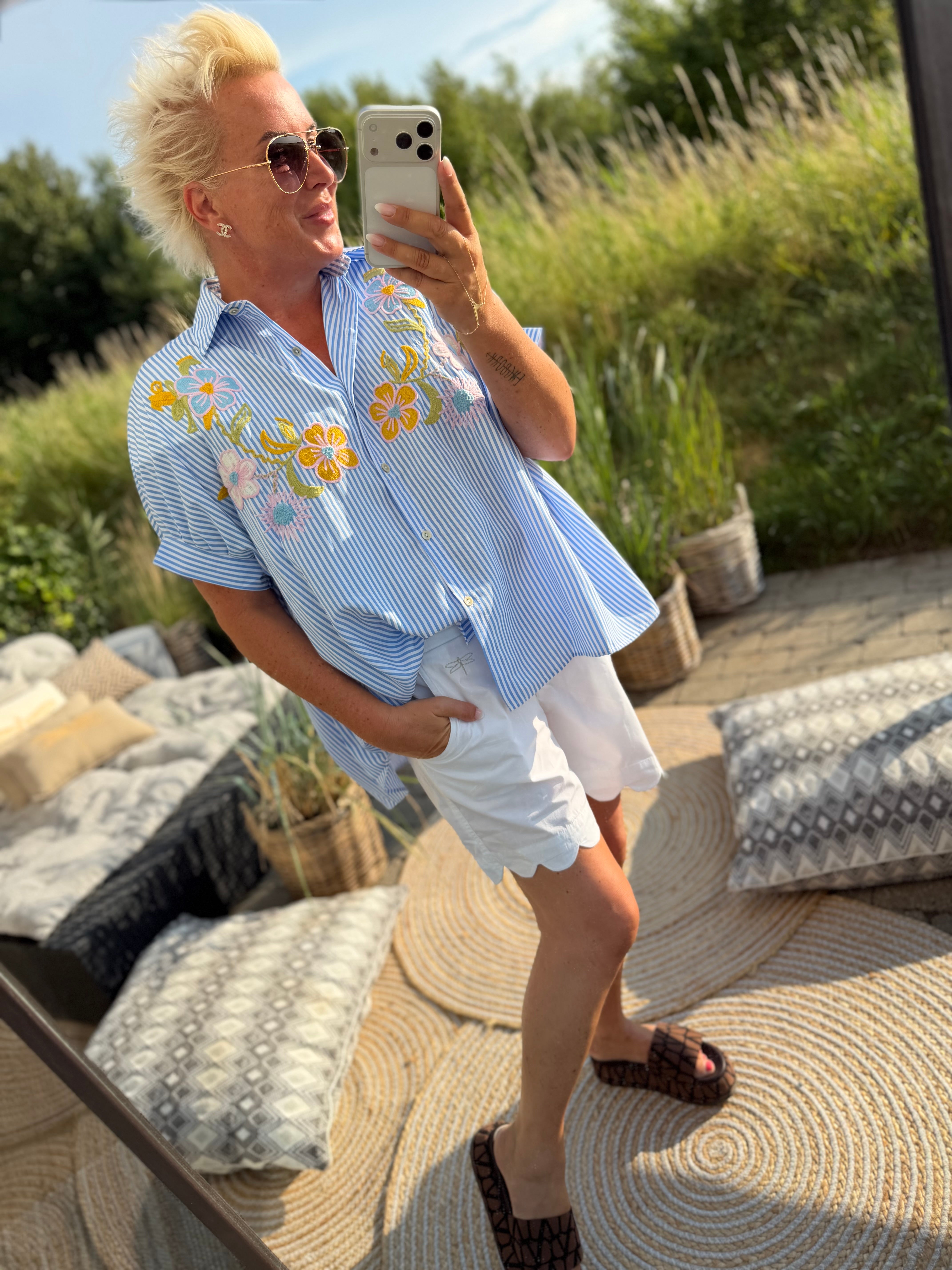 Flower Field shirt stripe blue