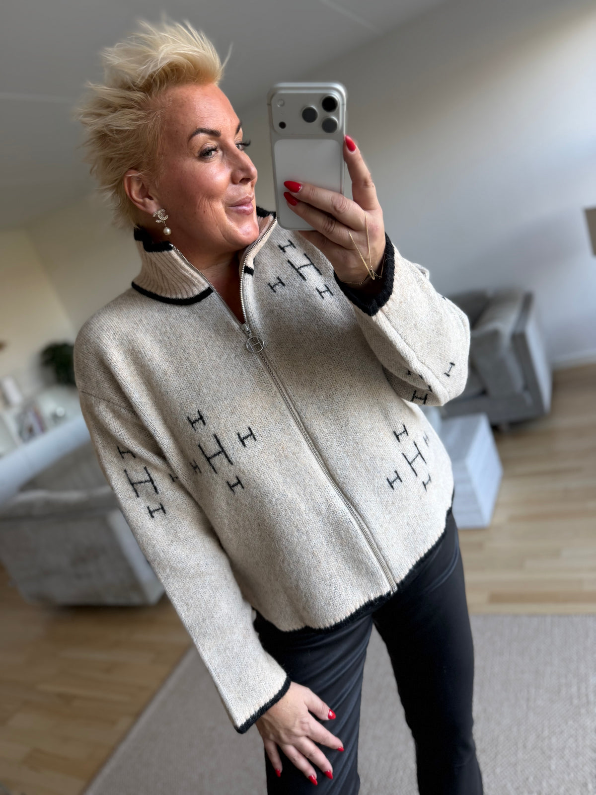 HÈST 2630120856 Iben zip jacket light beige melange