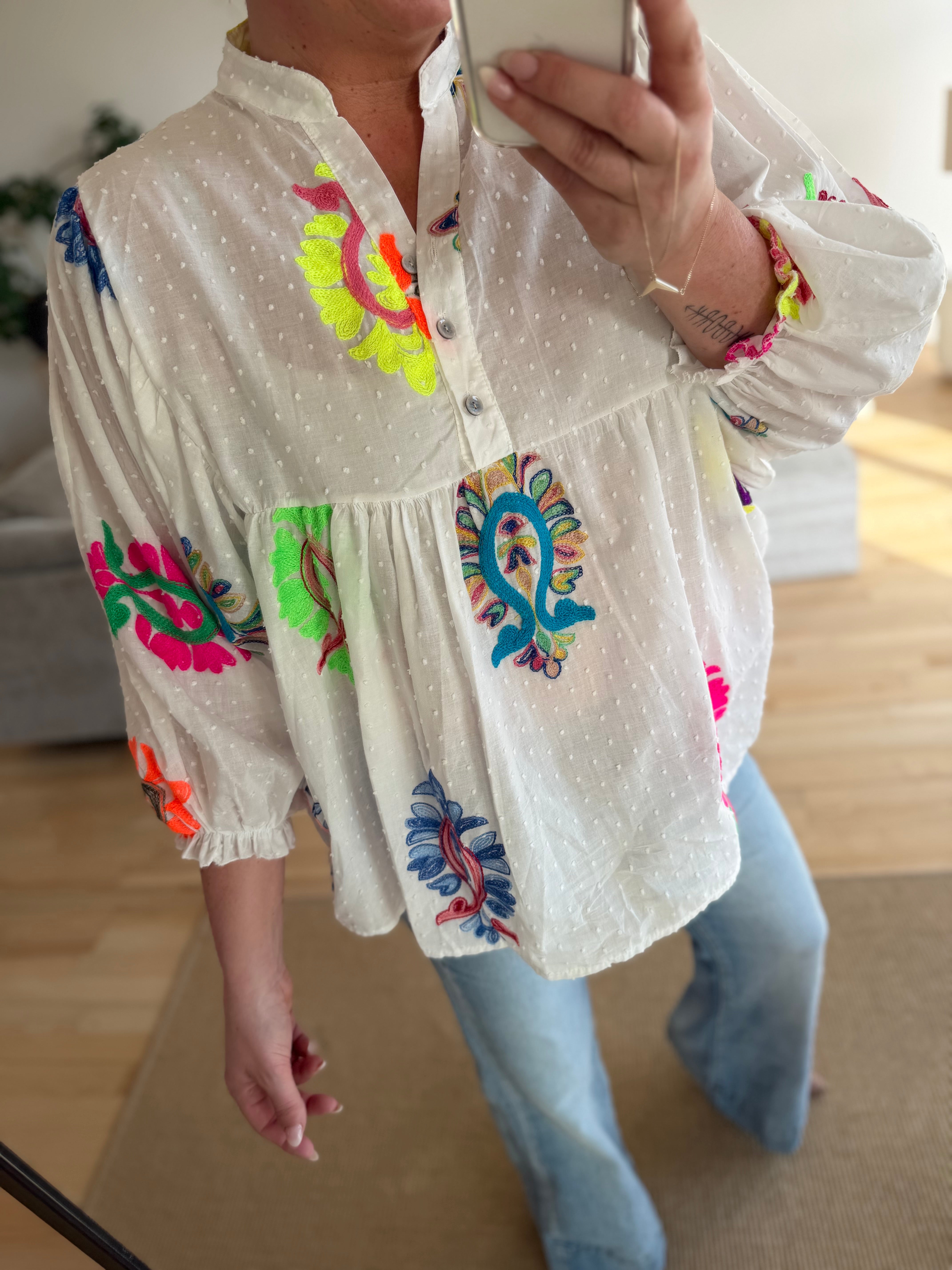 Boho Love B1351 Mix skjorte white