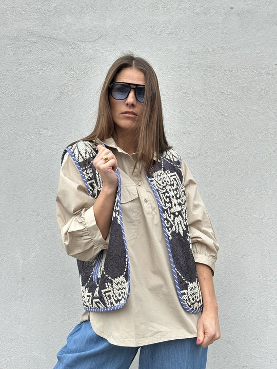 Gaspar 2601333 Marli waistcoat print black