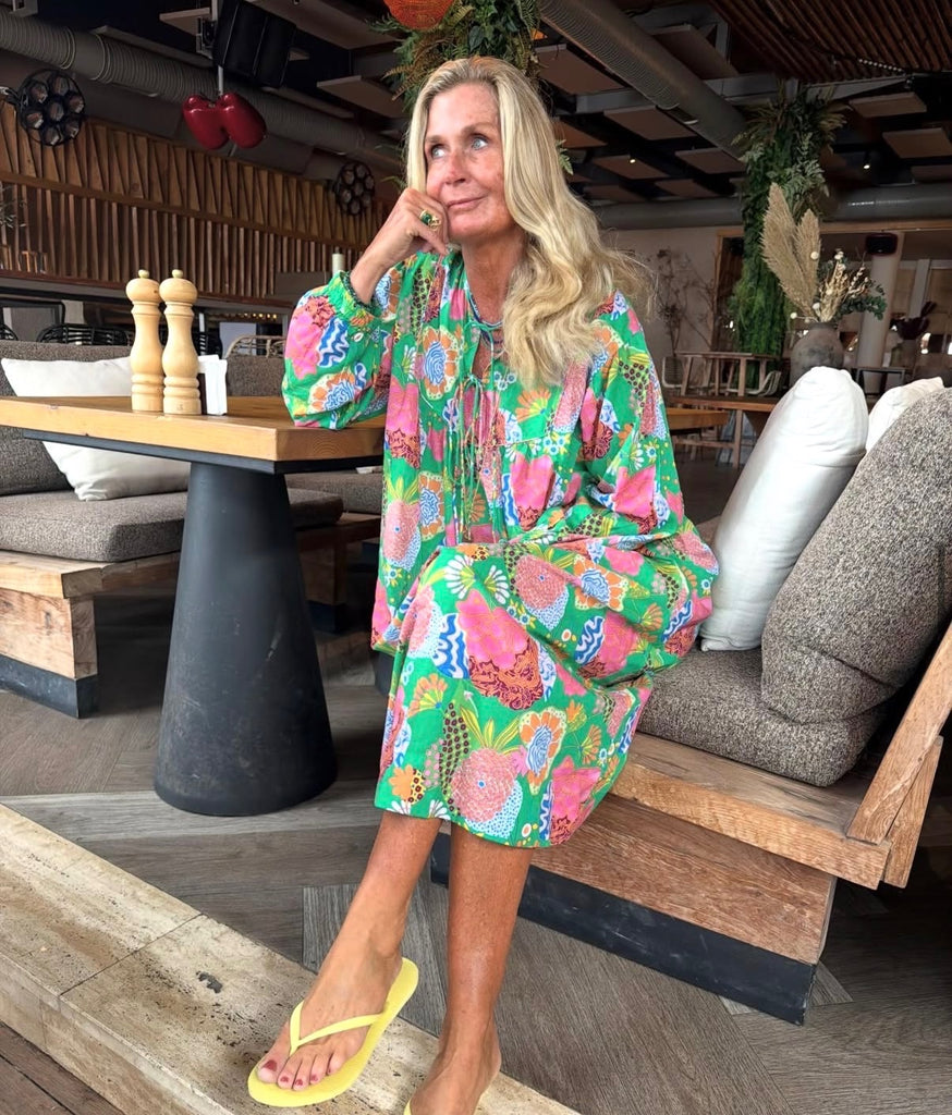 WAUW Capri dress flower print green