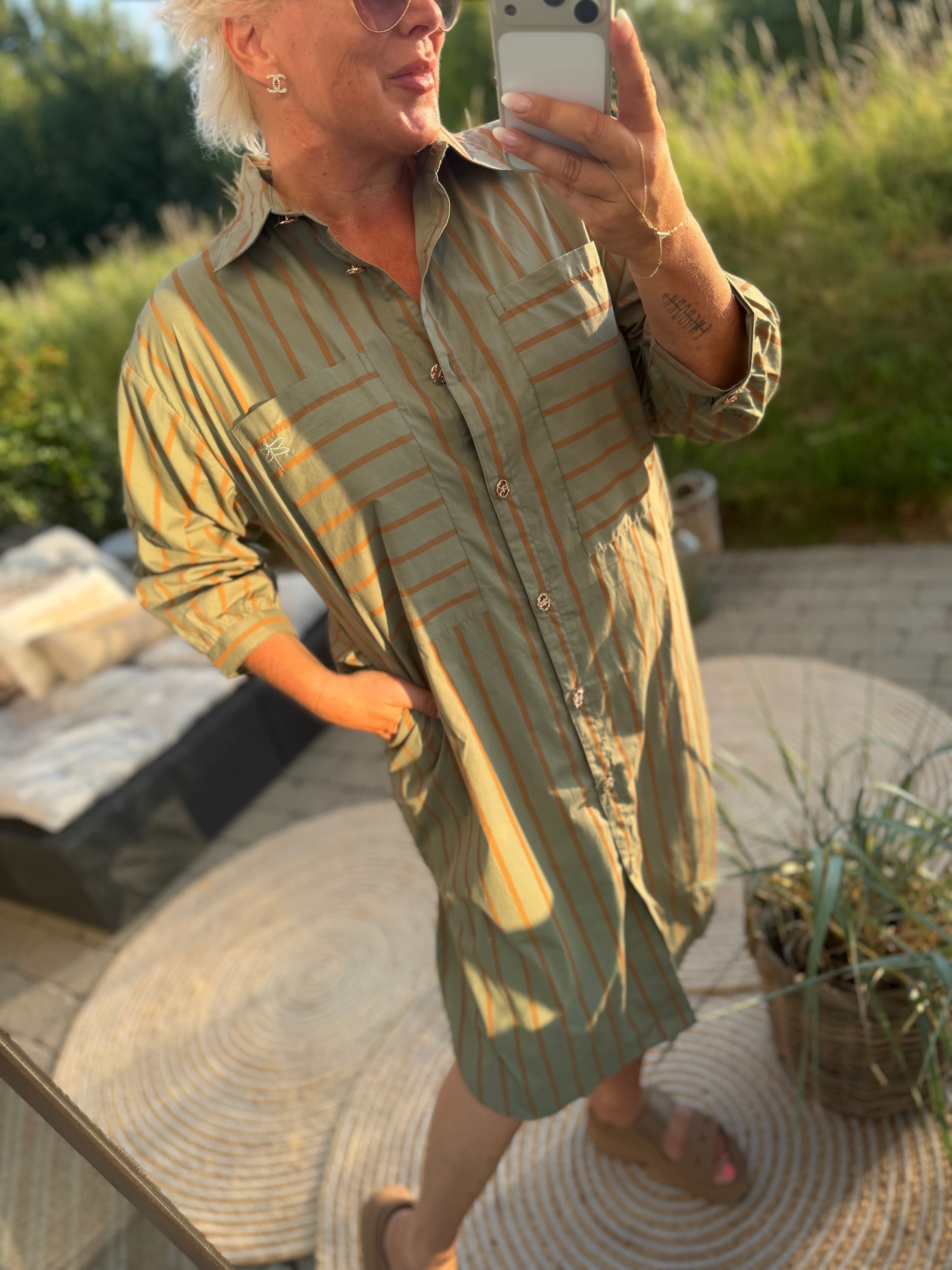 Gaspar 2601709 Malmø dress shirt stripe dusty green