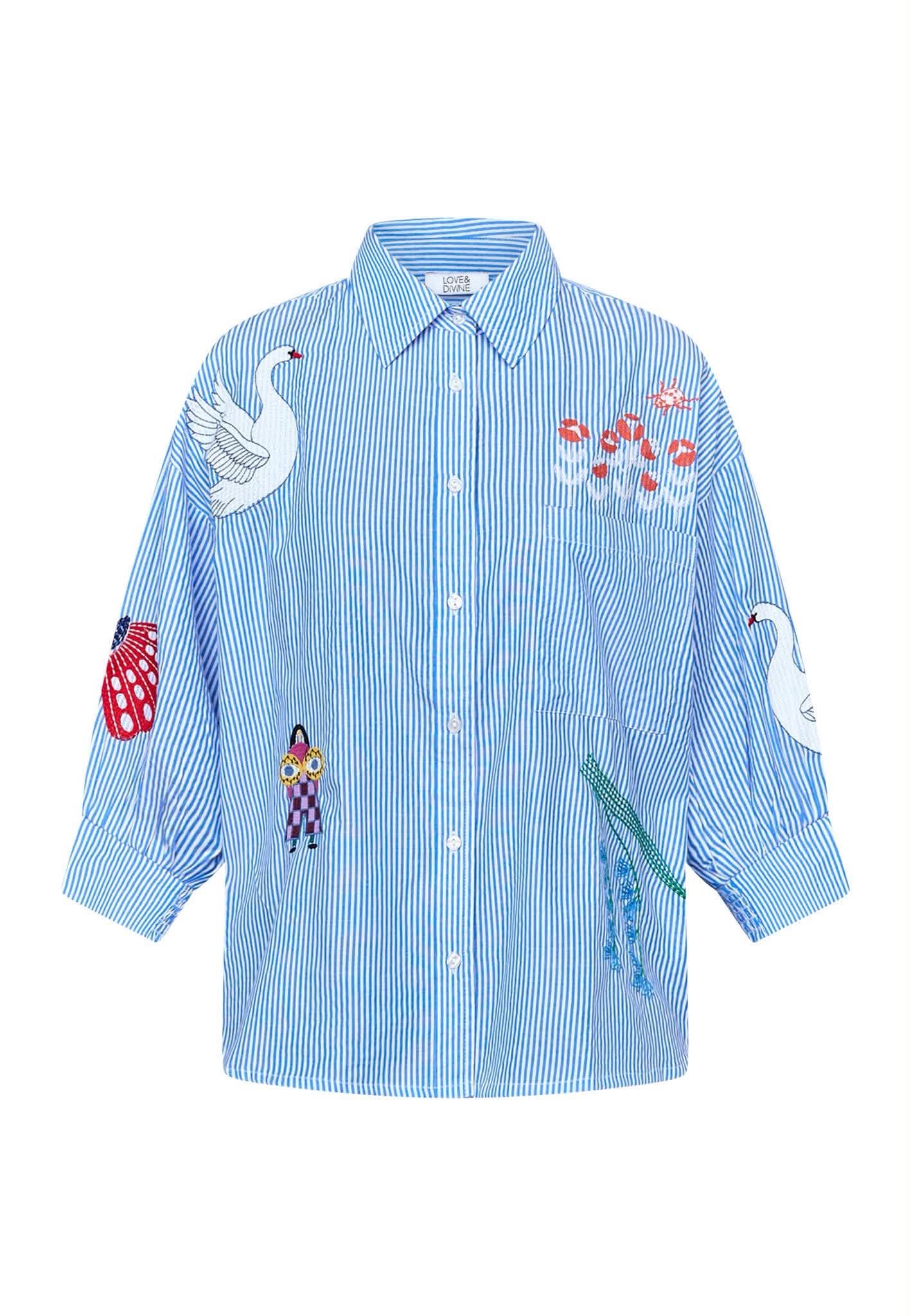 Love & Divine love1604-2 shirt stripe blue