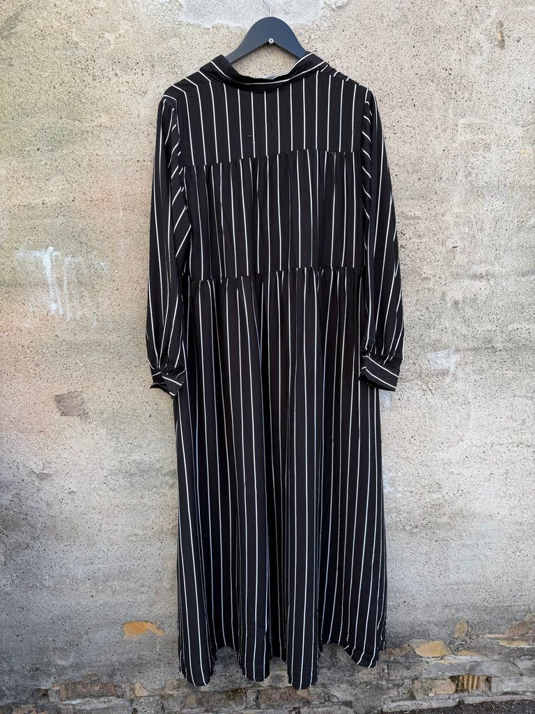 By Engbork Aurora stripe dress black