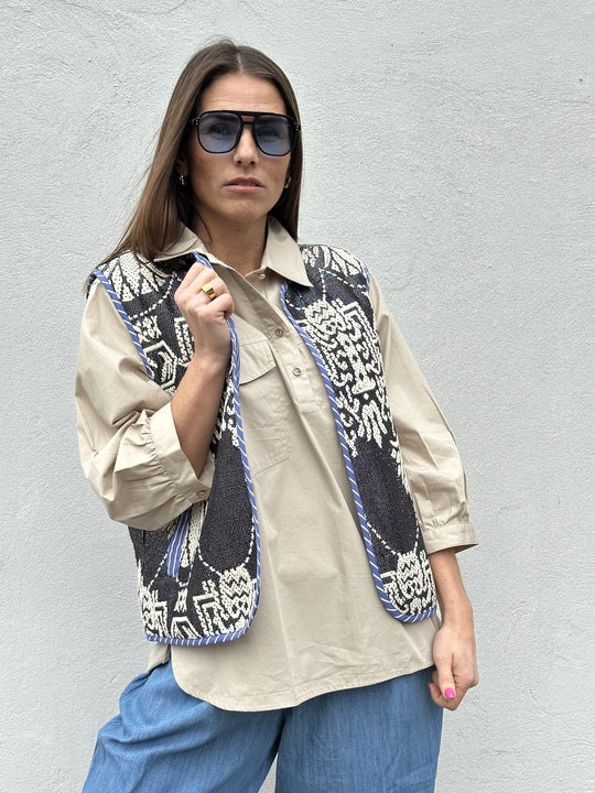 Gaspar 2601333 Marli waistcoat print black