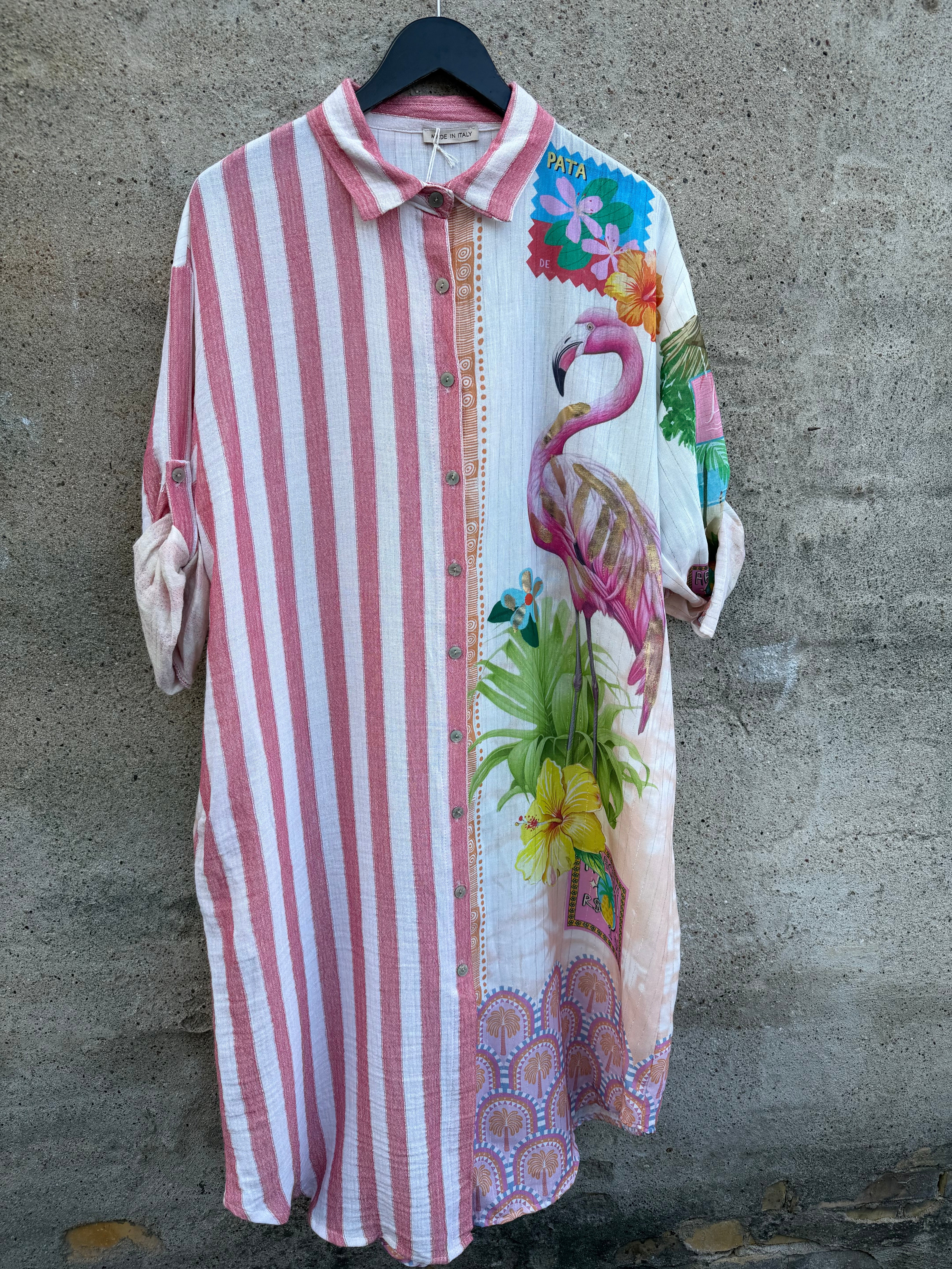 By Engbork Flamingo dress stripe