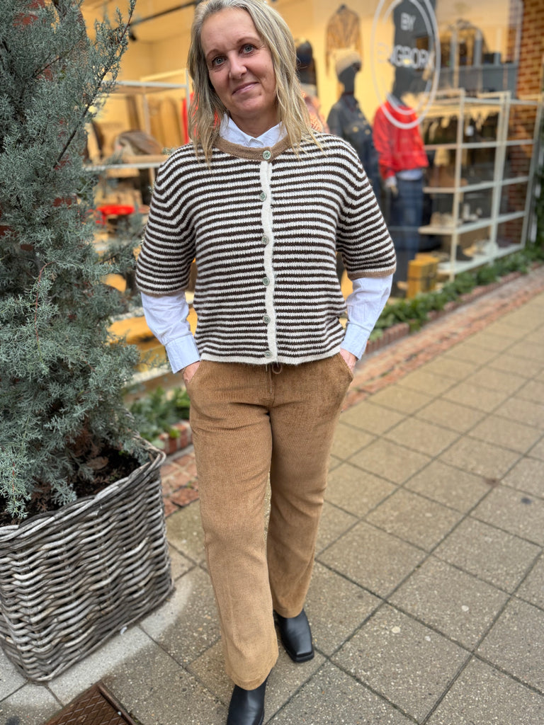 Qnuz 9225 knit striped cardigan choco