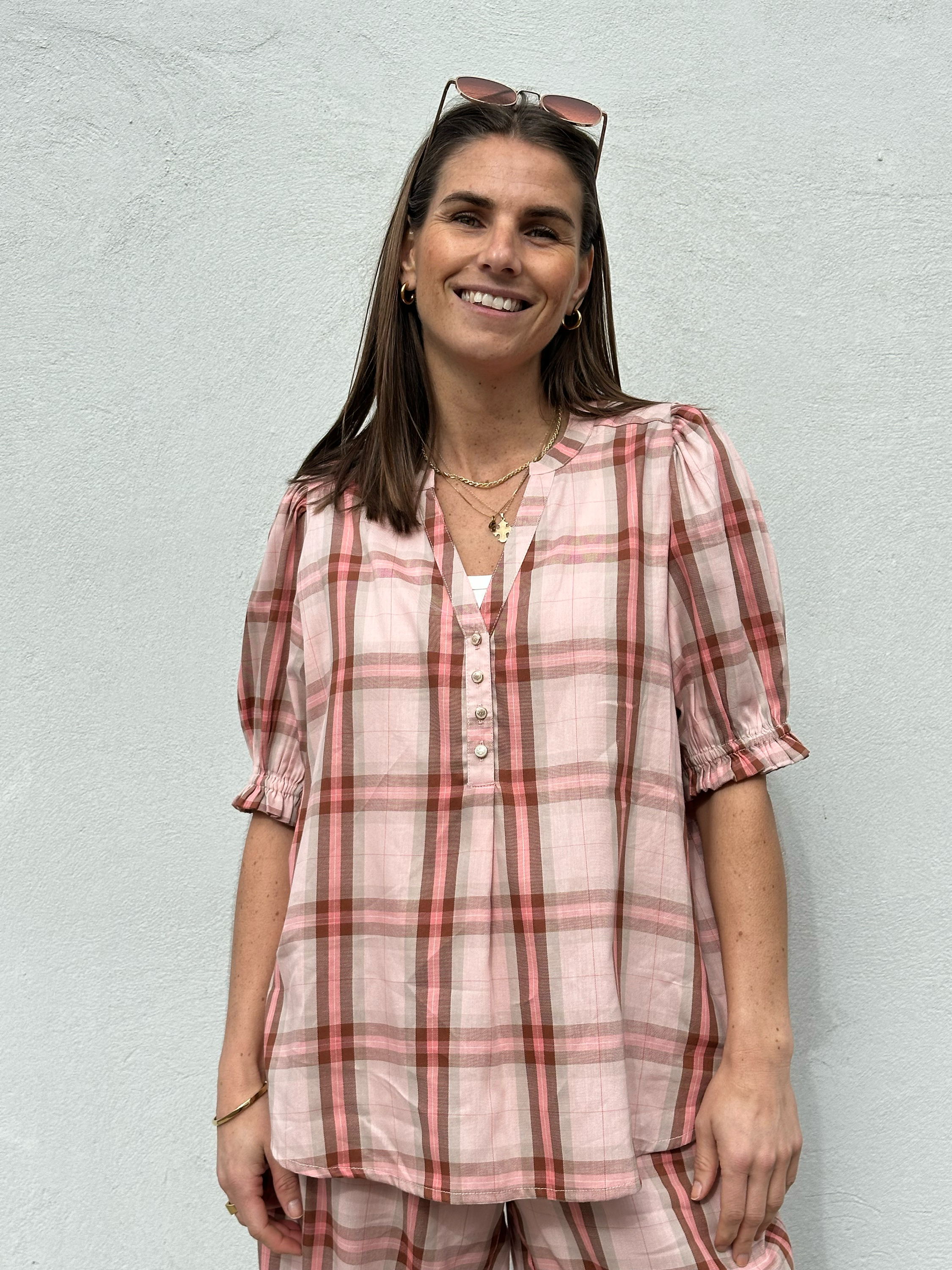 Gaspar 2601356 Tunø blouse SS check pale
