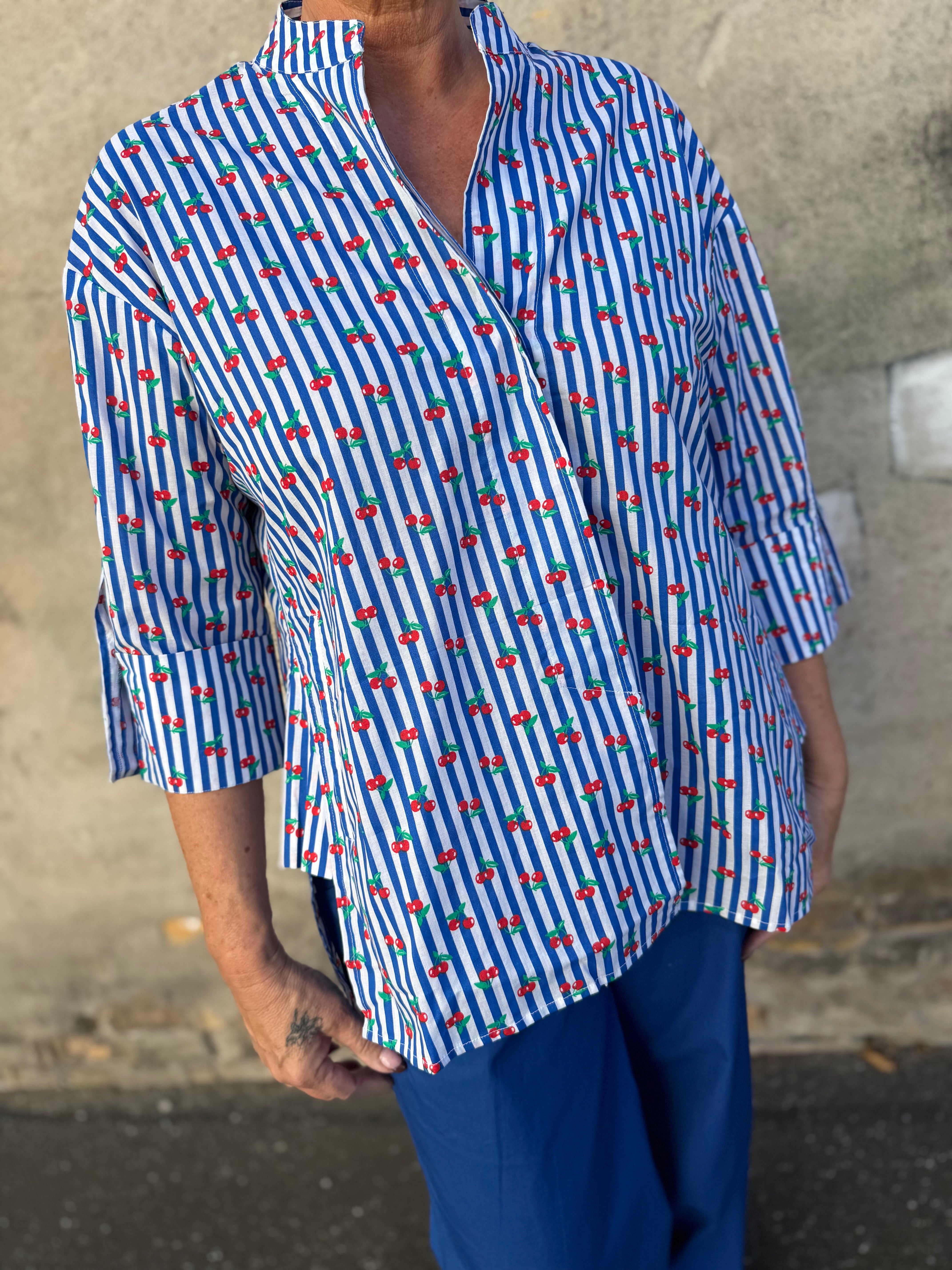 WAUW Luna shirt stripes and Cherry blue stripes