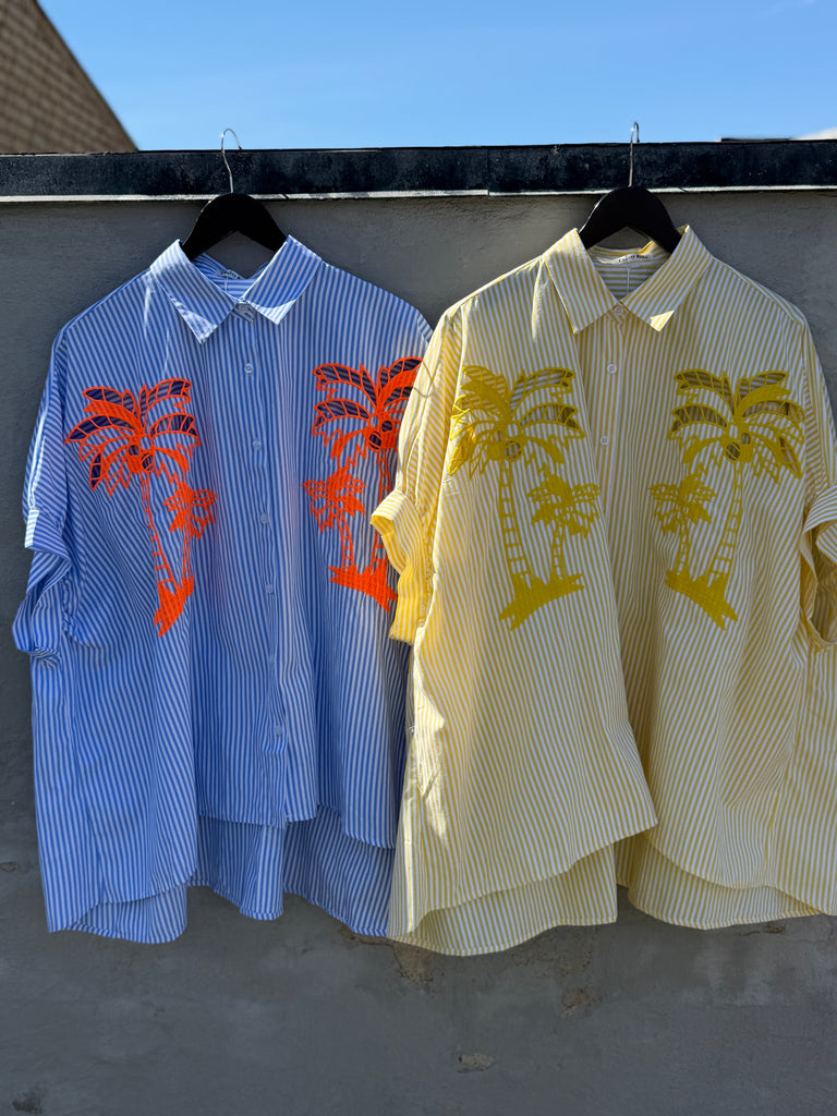 Maui striped shirt palm blue