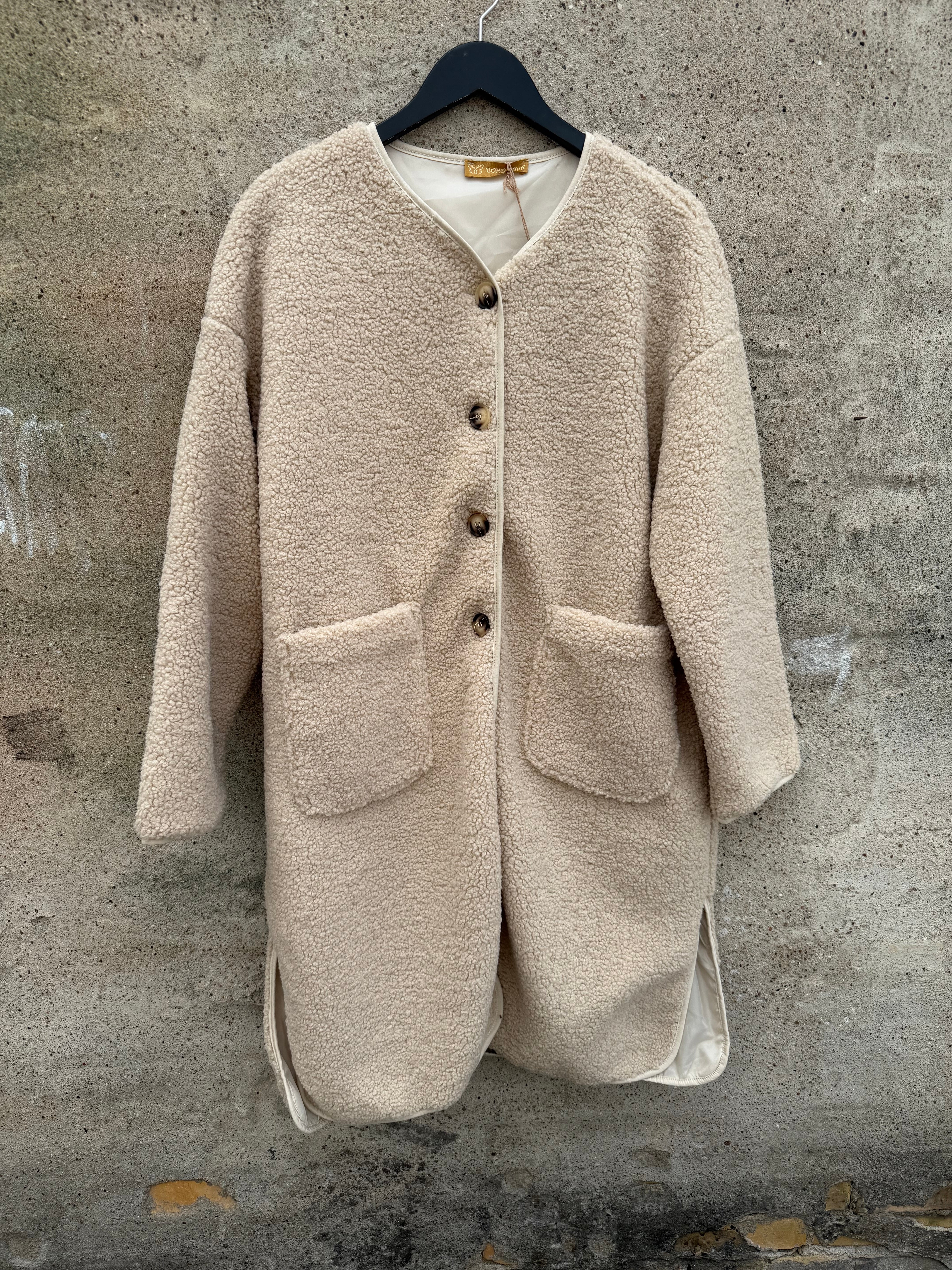 Boho Love B1316 Teddy long jacket beige
