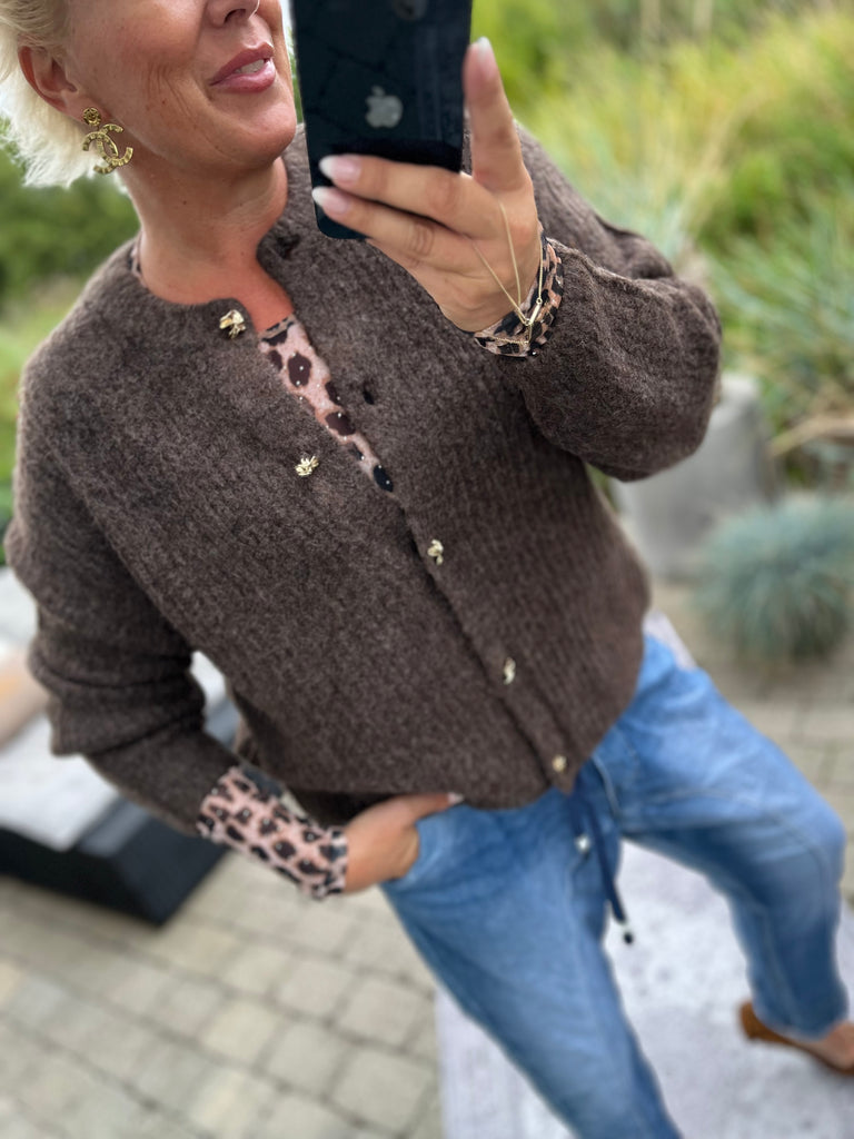 Liberte 22260 Fro cardigan Oneck chocolate