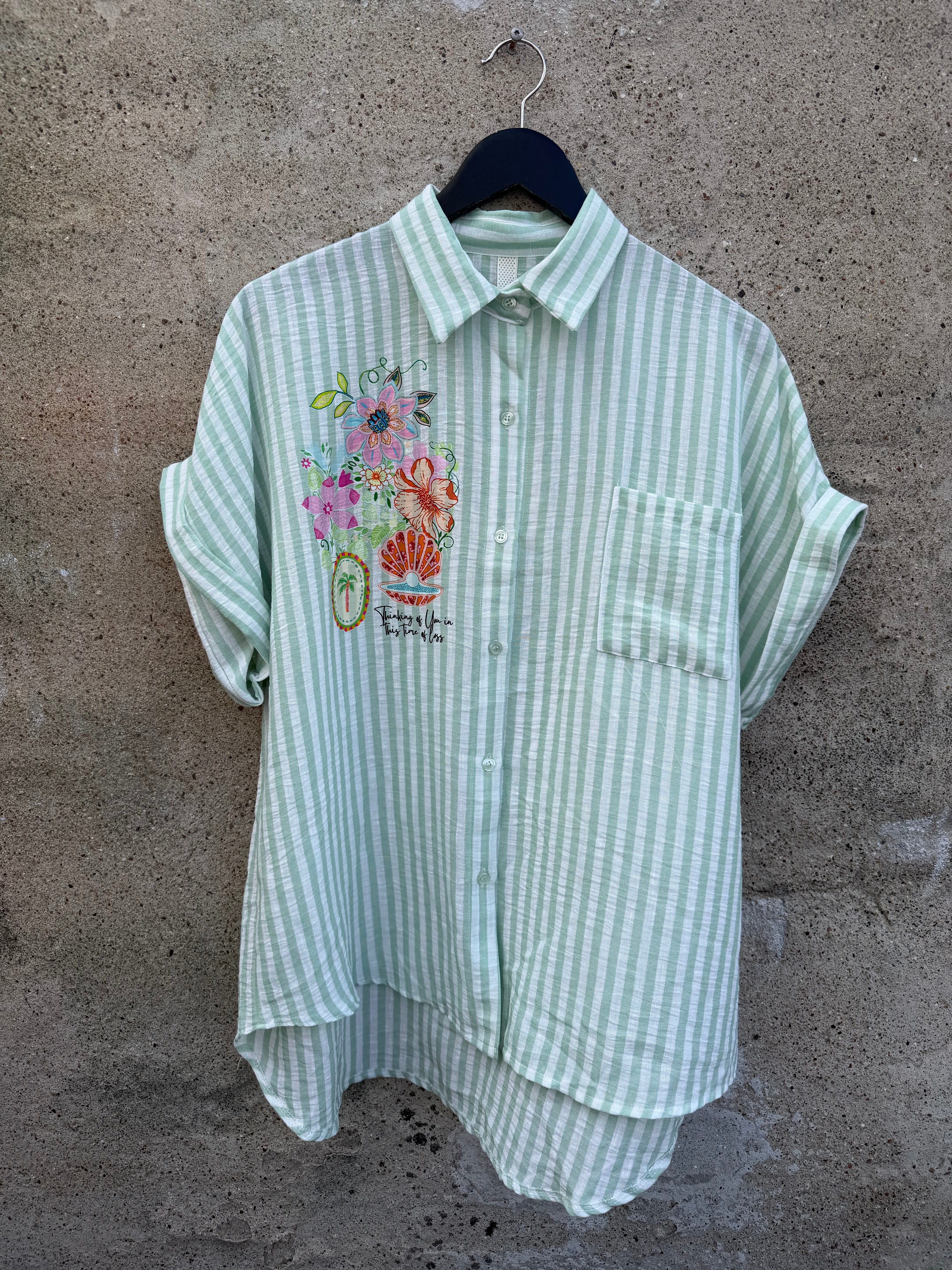 By Engbork Selma shirt stripe mint
