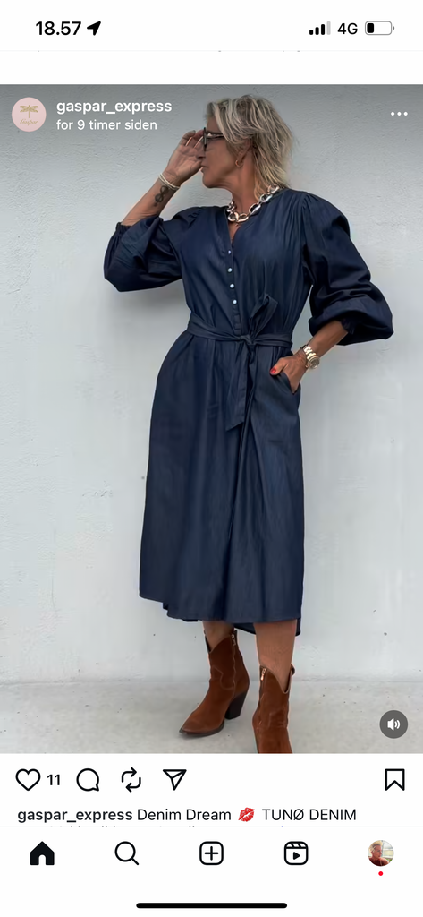 Gaspar 2507724 Tunø kjole LS denim blue