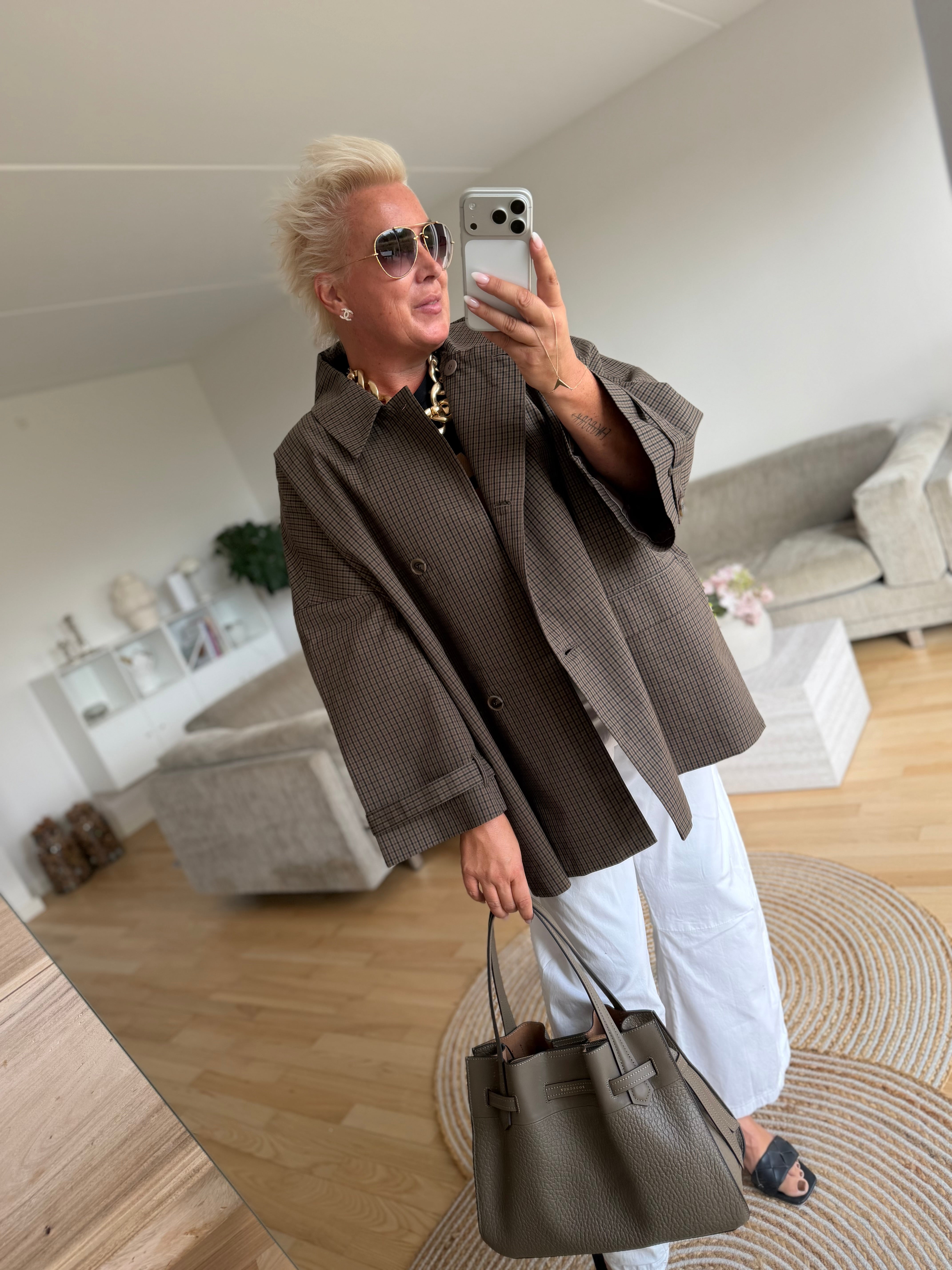 Sofie Schnoor S263410 Selina oversized check coat brown